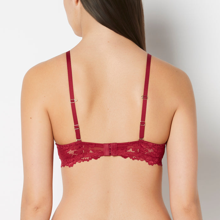 Push Up Plunge bra with Romantic Lace in Plum Rose