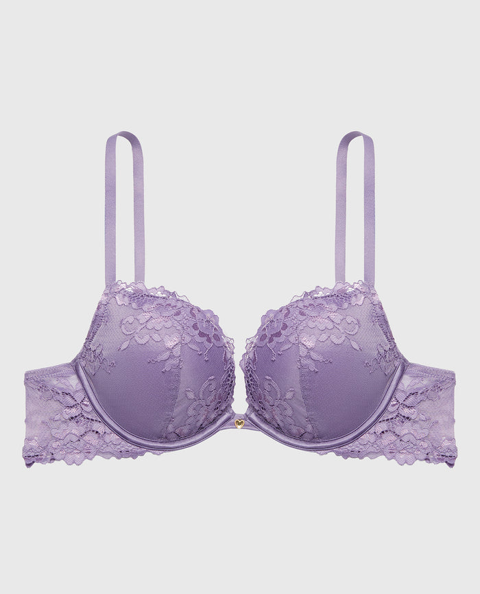 Push Up Plunge bra with Romantic Lace in Purple Haze
