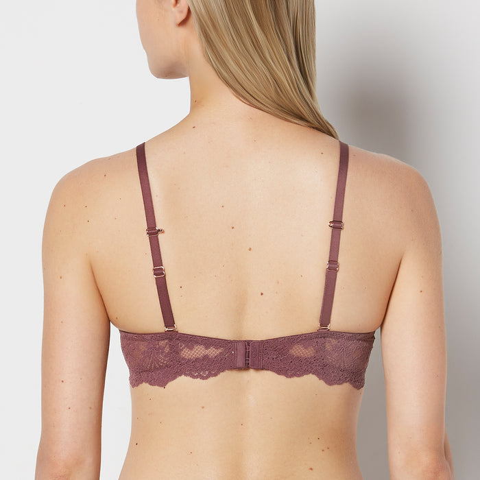 Push Up Plunge Bra with Timeless Lace in Plum Wine