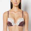 Push Up Plunge Bra with Timeless Lace Trim in Plum Wine