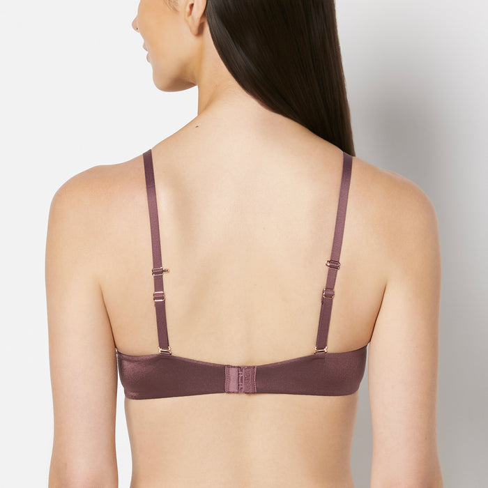 Push Up Plunge Bra with Timeless Lace Trim in Plum Wine