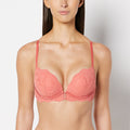Push Up Plunge Bra with Timeless Lace Up Detail in Faded Rose