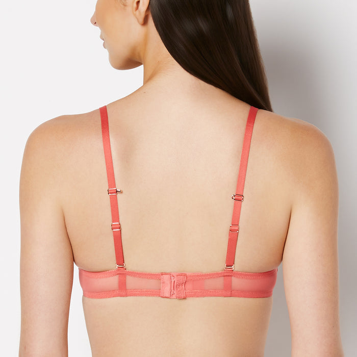 Push Up Plunge Bra with Timeless Lace Up Detail in Faded Rose