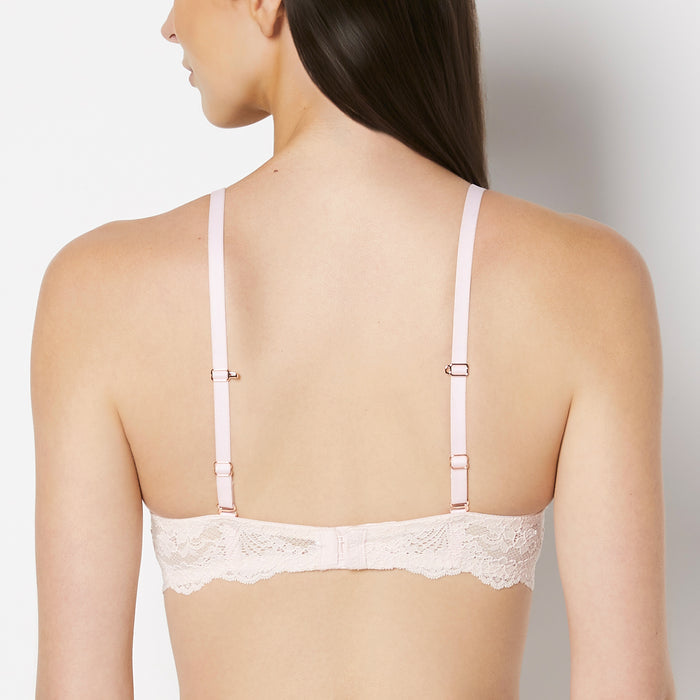 Push Up Plunge Bra with Timeless Lace Wing in Crystal Pink