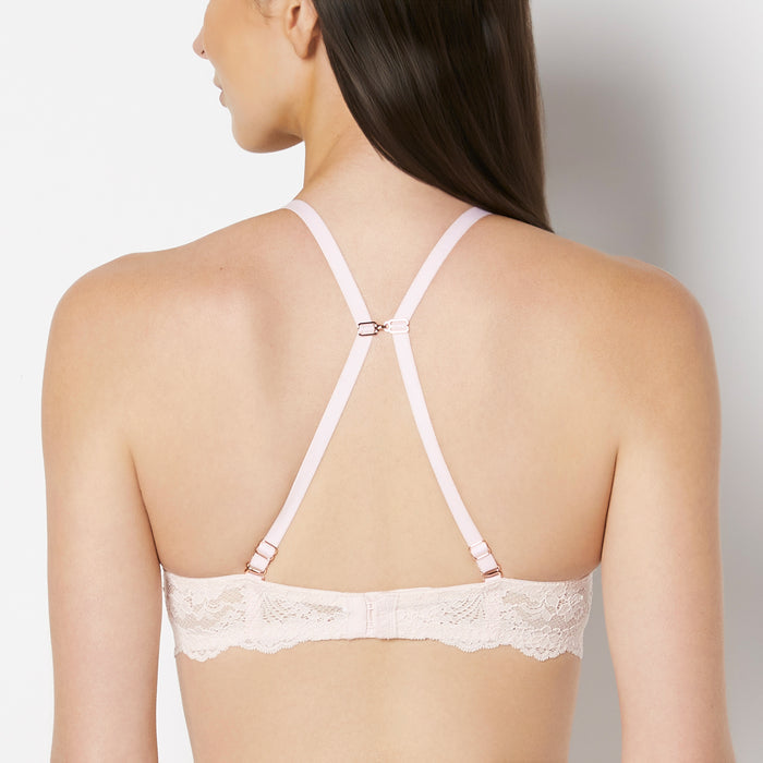 Push Up Plunge Bra with Timeless Lace Wing in Crystal Pink