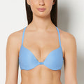 Push Up Plunge Smooth Bra Front Close in Azure Blue