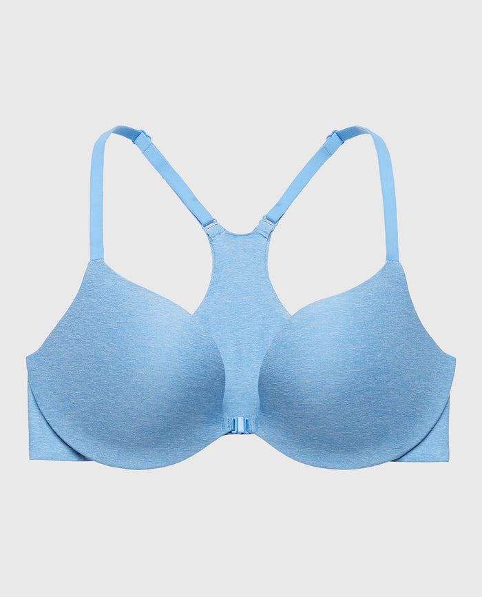Push Up Plunge Smooth Bra Front Close in Azure Blue