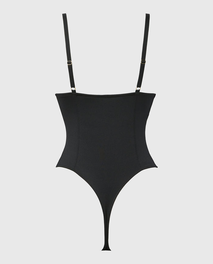 Push Up Smooth Wireless Bodysuit in Tuxedo Black