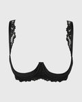 Quarter Cup Balconette Bra with Romantic Lace Wing in Tuxedo Black