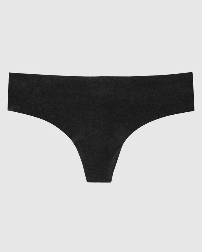 Remix Cotton Thong Panty in Tuxedo Black