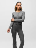 Smoke Heather Rhinebeck Cropped Cardigan - Front View On Model, Styled with Matching Flare Leggings | Greyson Clothiers