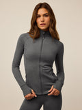 Smoke Heather Rhinebeck Full-Zip Jacket - Front View On Model, Athletic Fit | Greyson Clothiers
