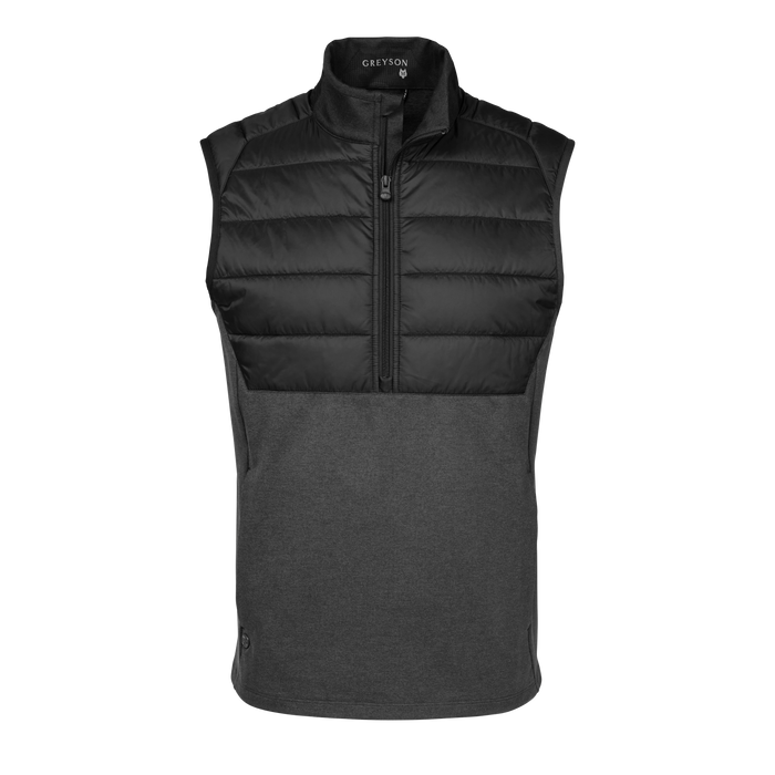 Shepherd/Dk Grey Heather Rhinebeck Hybrid Quarter-Zip Vest - Front View | Greyson Clothiers