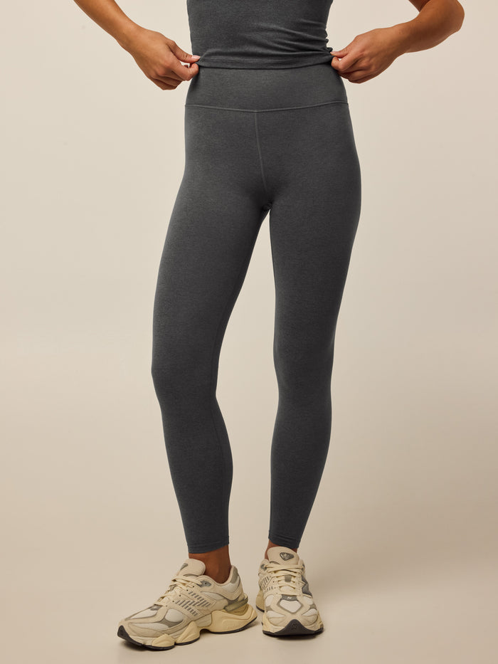 Smoke Heather Rhinebeck High-Rise Legging - Front Crop View On Model | Greyson Clothiers