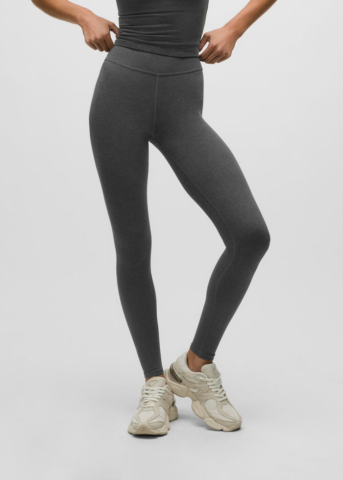 Smoke Heather Rhinebeck Legging - Three-Quarter Front View On Model | Greyson Clothiers