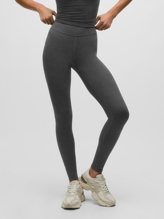 Smoke Heather Rhinebeck High-Rise Performance Legging - Side Angle On Model | Greyson Clothiers