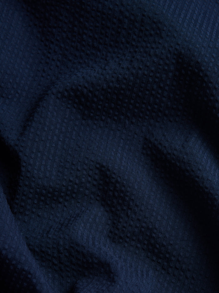 Maltese Blue Seersucker Camp Shirt - Puckered Fabric Texture Close-Up | Greyson Clothiers