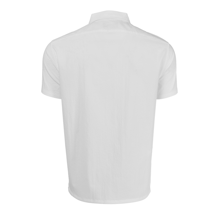 Arctic White Men's Seersucker Camp Shirt - Back View | Greyson Clothiers