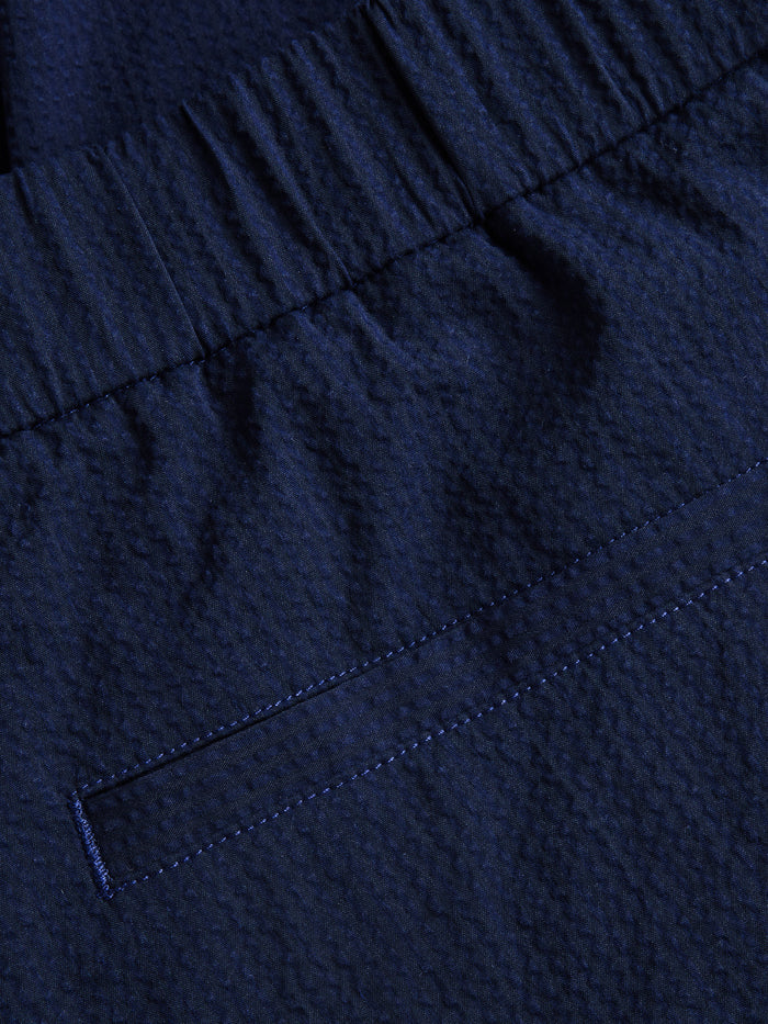 Rhodes Seersucker Pant - Maltese Blue Elastic Waistband & Side Pocket Detail | Greyson Clothiers