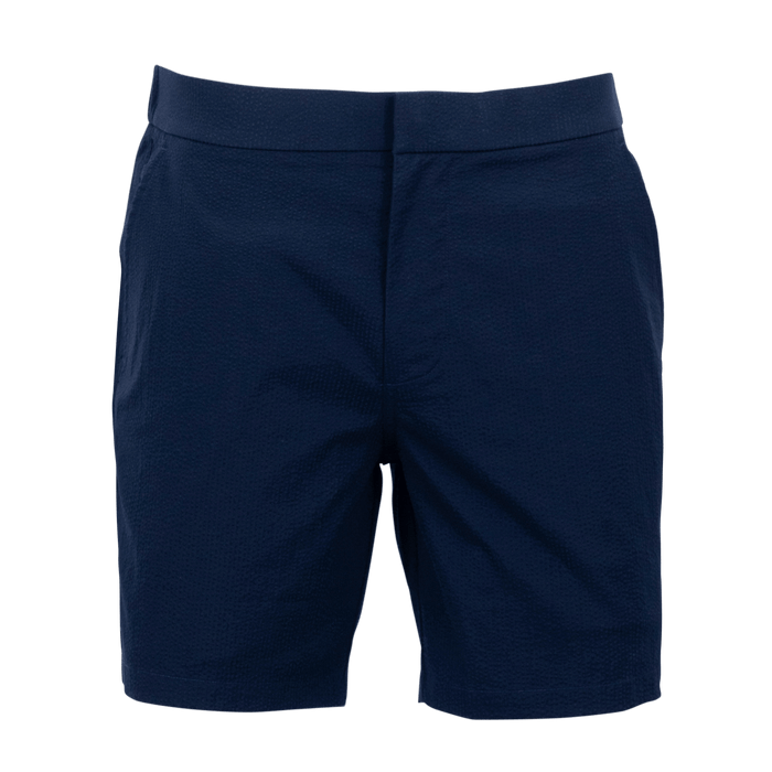 Greyson Clothiers Rhodes Seersucker Short in Maltese Blue - Front View | Greyson Clothiers