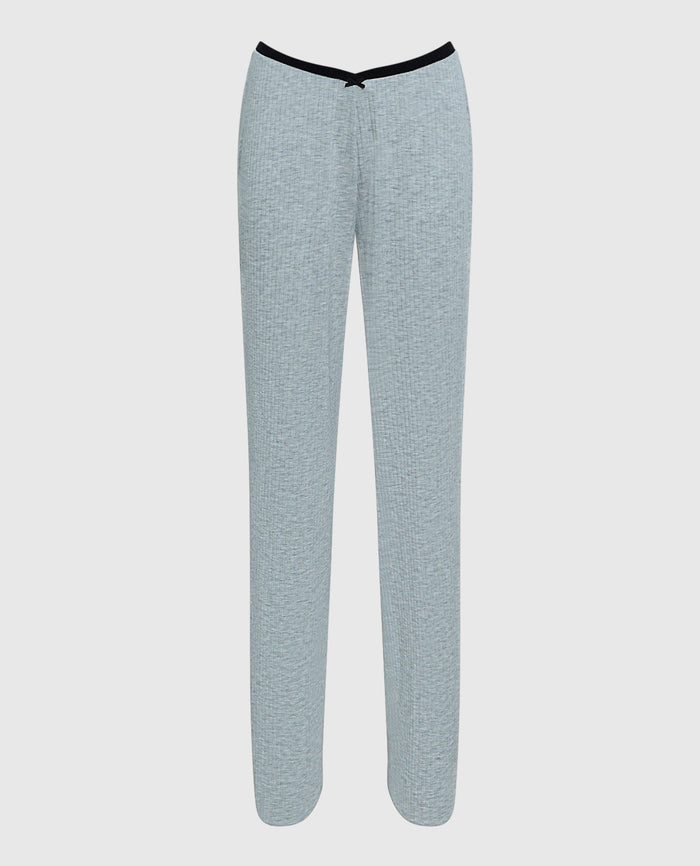 Ribbed Pajama Pant with V-Waist in Cool Gray