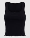 Ribbed Pajama Top with Bow in Smoulder Black