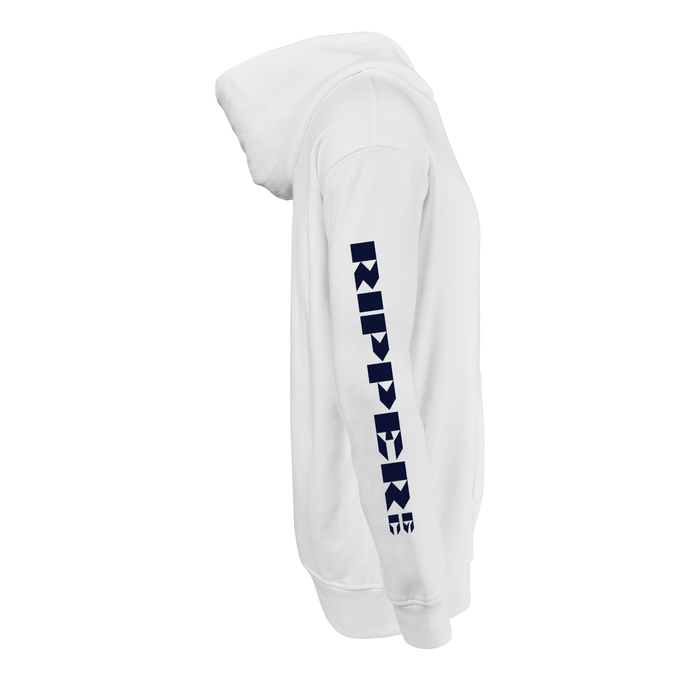 Arctic Ripper GC Aspen Hoodie - Left Side View, Navy Ripper GC Sleeve Lettering | Greyson Clothiers