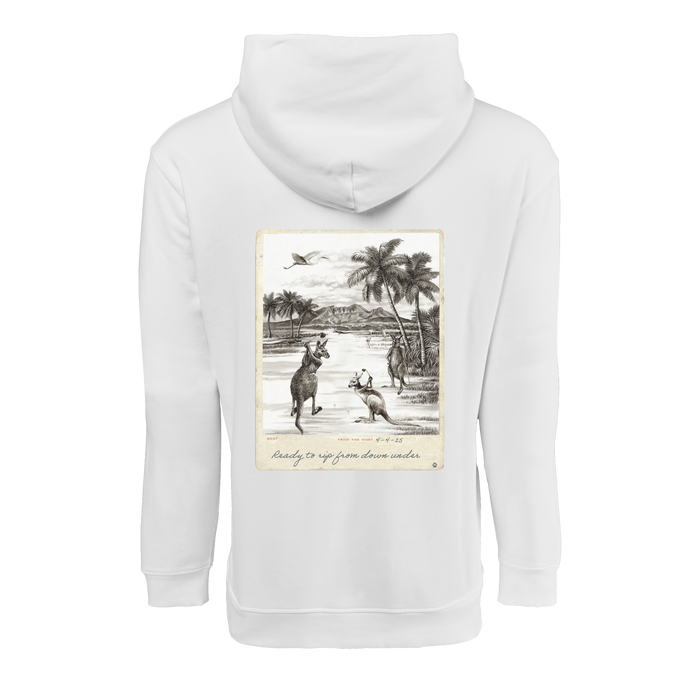 Arctic Ripper GC Aspen Hoodie - Back View, Australian Kangaroo Graphic & Ready to Rip Down Under Text | Greyson Clothiers