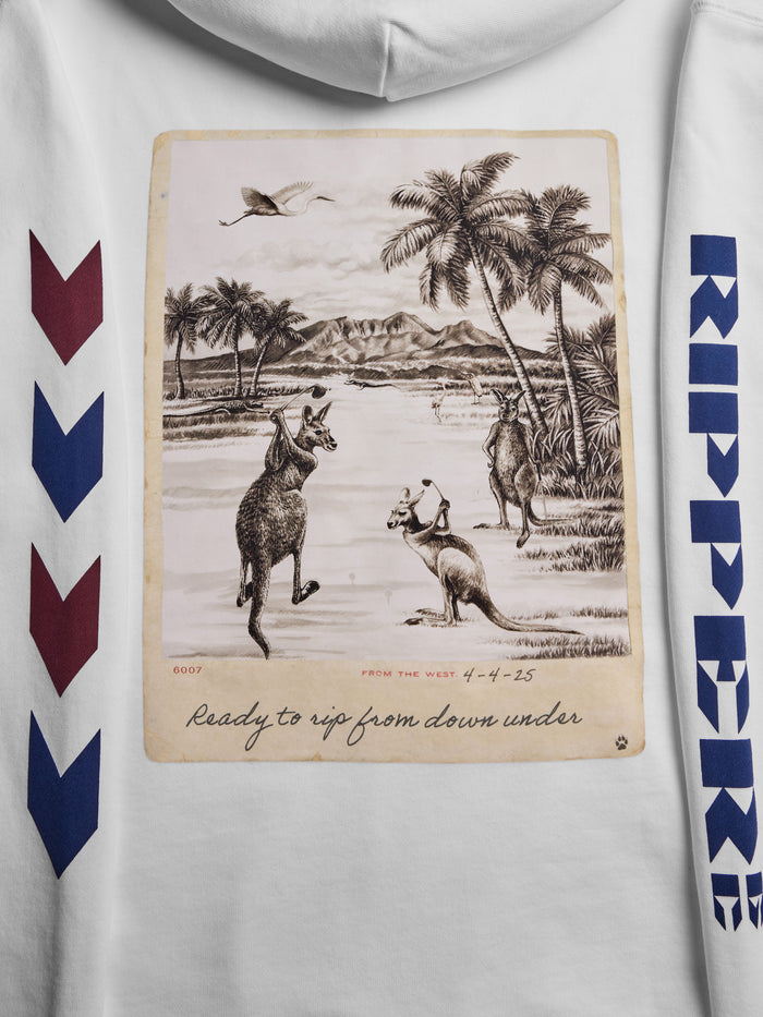 Ripper GC Aspen Hoodie - Back Graphic Detail, Kangaroo Golf Illustration & Chevron Sleeve Print | Greyson Clothiers