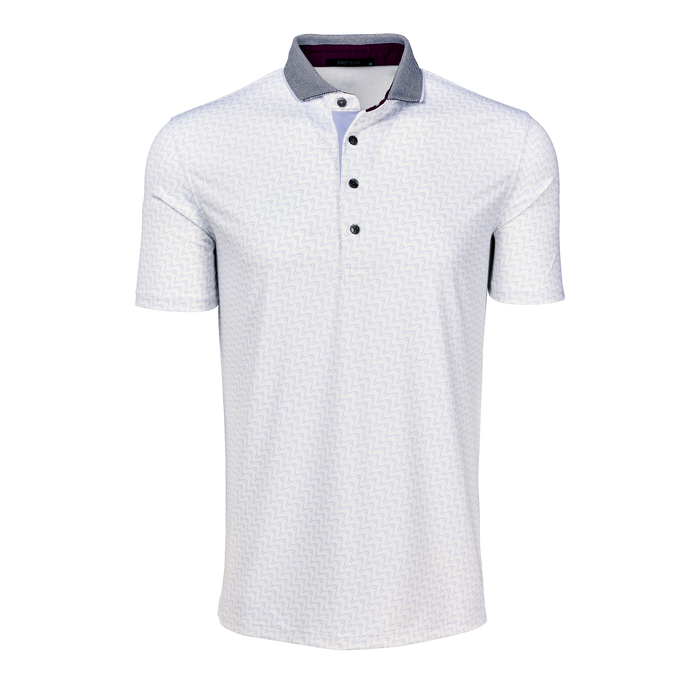 Arctic Rogue River Short Sleeve Polo - Printed Performance Golf Polo Front View | Greyson Clothiers