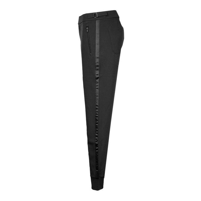 Greyson Clothiers Rumson Jogger in Shepherd - Side View, Tuxedo Stripe & Zip Pocket Detail