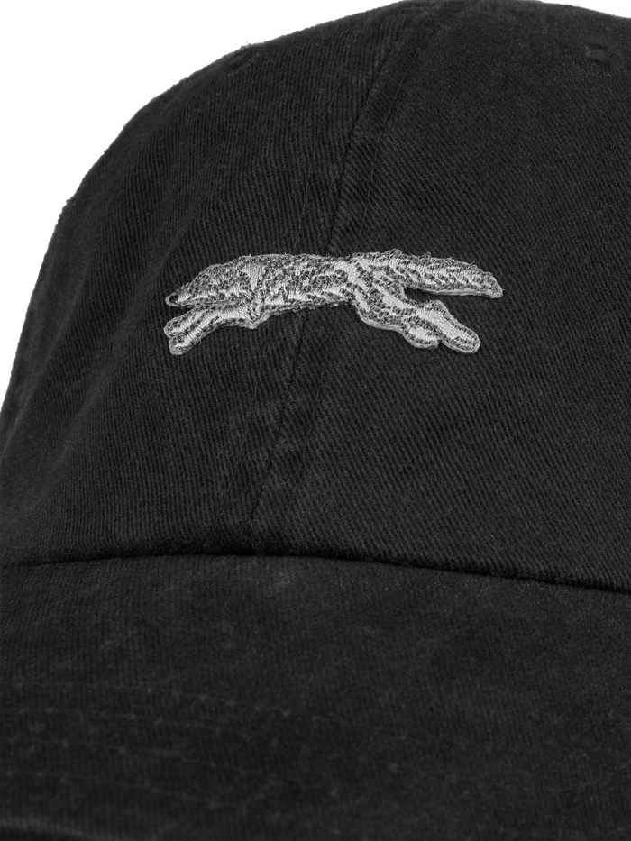Shepherd Running Wolf Embroidery Close-Up Detail on Cotton Dad Hat | Greyson Clothiers