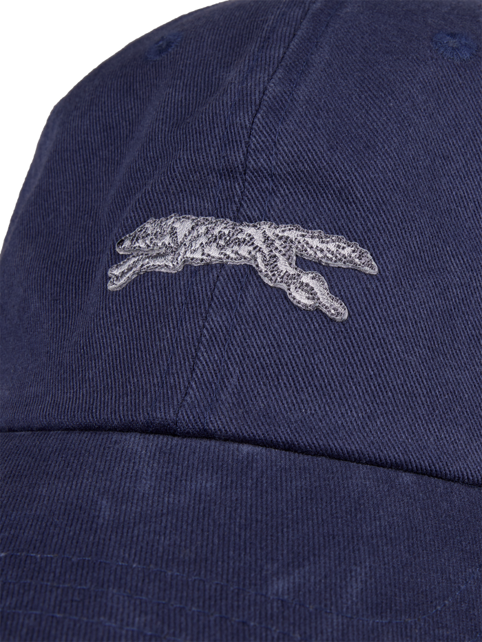 Maltese Running Wolf Embroidery Close-Up Detail on Cotton Dad Hat | Greyson Clothiers