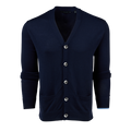 Maltese Blue Merino Wool Saratoga Cardigan - Front View | Greyson Clothiers