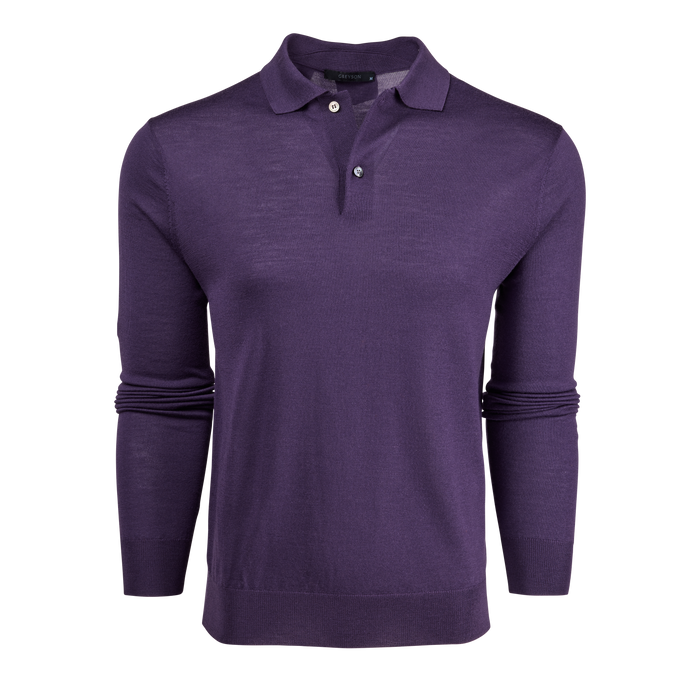 Jesper Merino Saratoga Long Sleeve Sweater Polo - Front View | Greyson Clothiers
