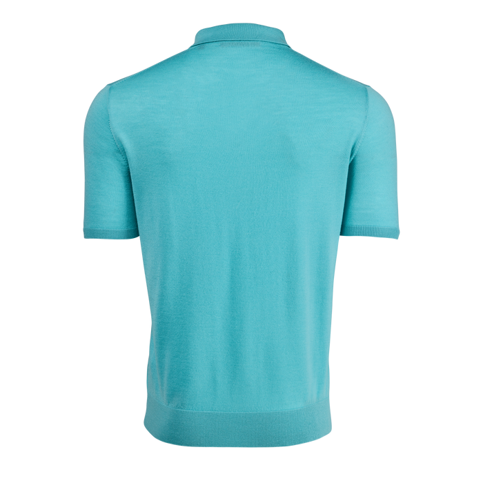 Topaz Merino Wool Saratoga Short Sleeve Sweater Polo - Back View | Greyson Clothiers