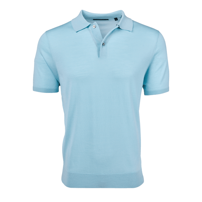 Falcon Merino Wool Saratoga Short Sleeve Sweater Polo - Front View | Greyson Clothiers
