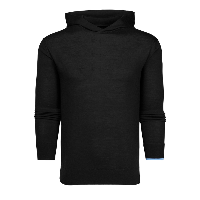 Midnight Camp Merino Wool Saratoga Sweater Hoodie - Front View | Greyson Clothiers