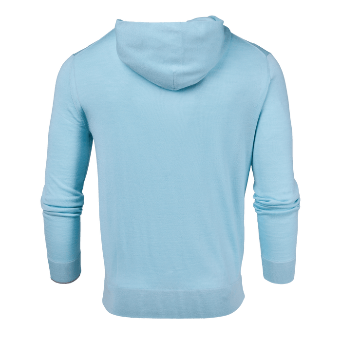 Light Grey Heather Merino Saratoga Sweater Hoodie - Back View | Greyson Clothiers