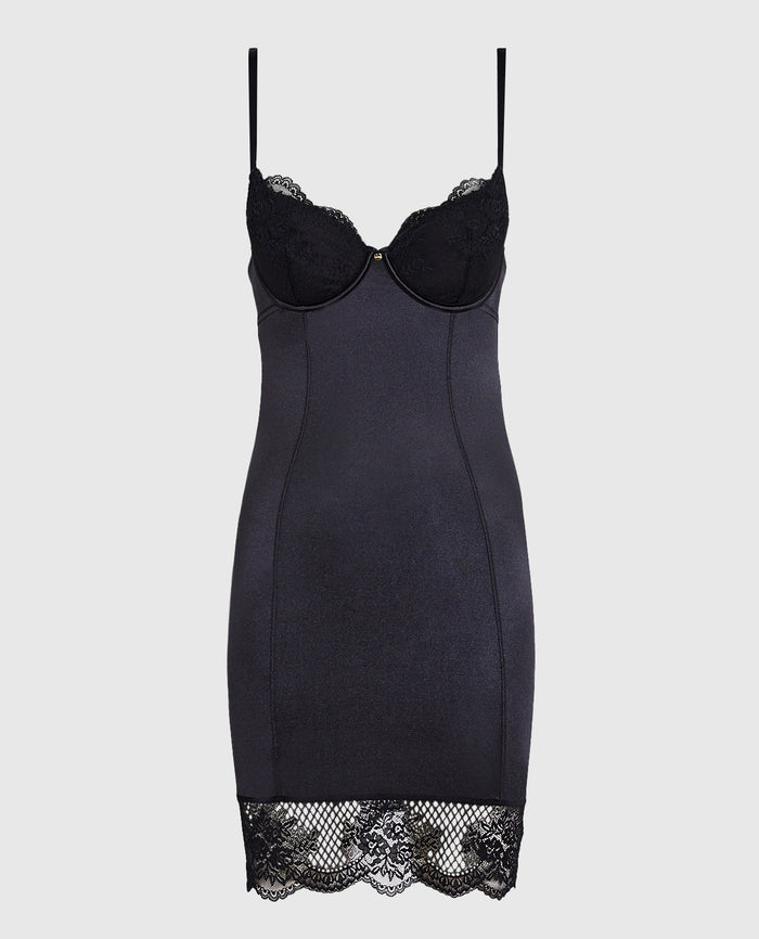 Satin Dress in Smoulder Black