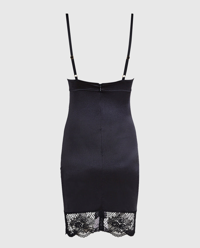 Satin Dress in Smoulder Black