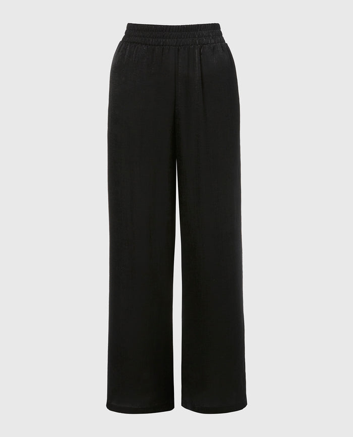 Satin Sleep Pant with button Front in Tuxedo Black