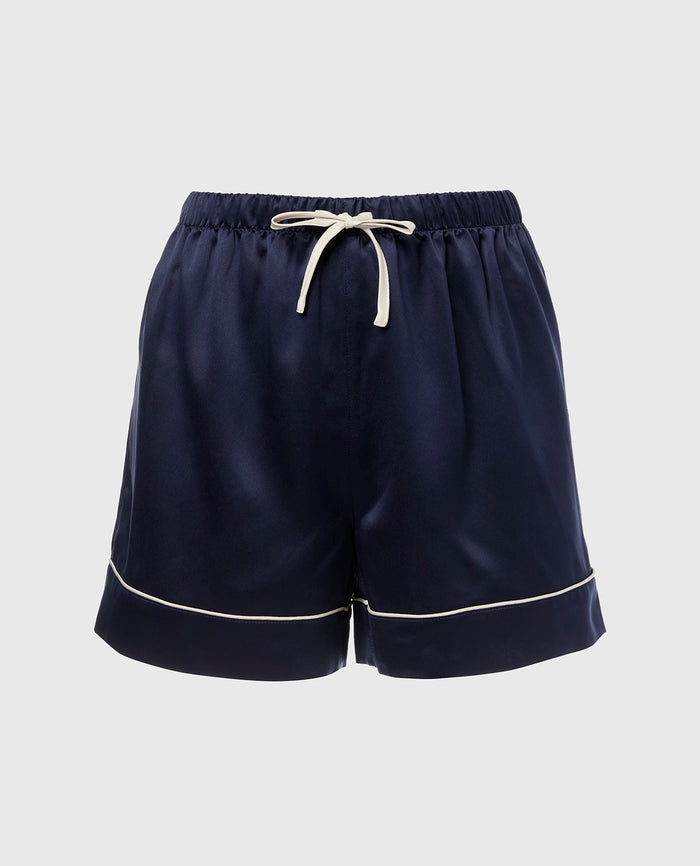 Satin Sleep Short in Dress Blues