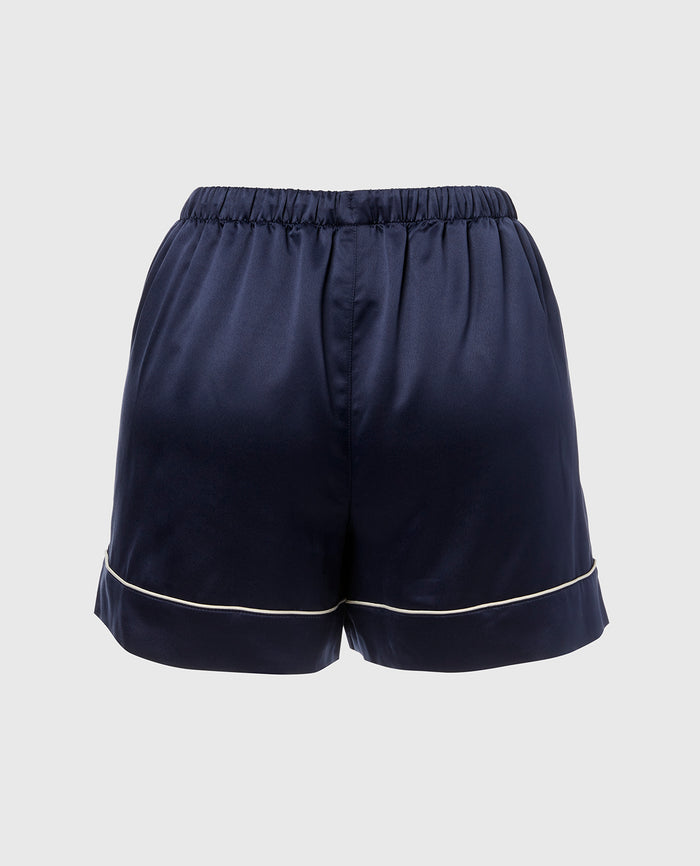 Satin Sleep Short in Dress Blues