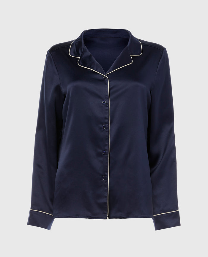 Satin Sleep Top in Dress Blues
