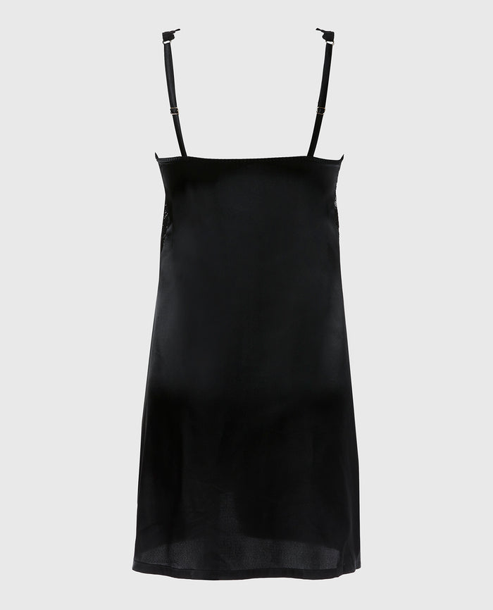 Satin Slip in Tuxedo Black