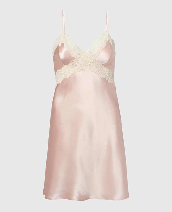 Satin Slip with Timeless Lace Trim in Crystal Pink