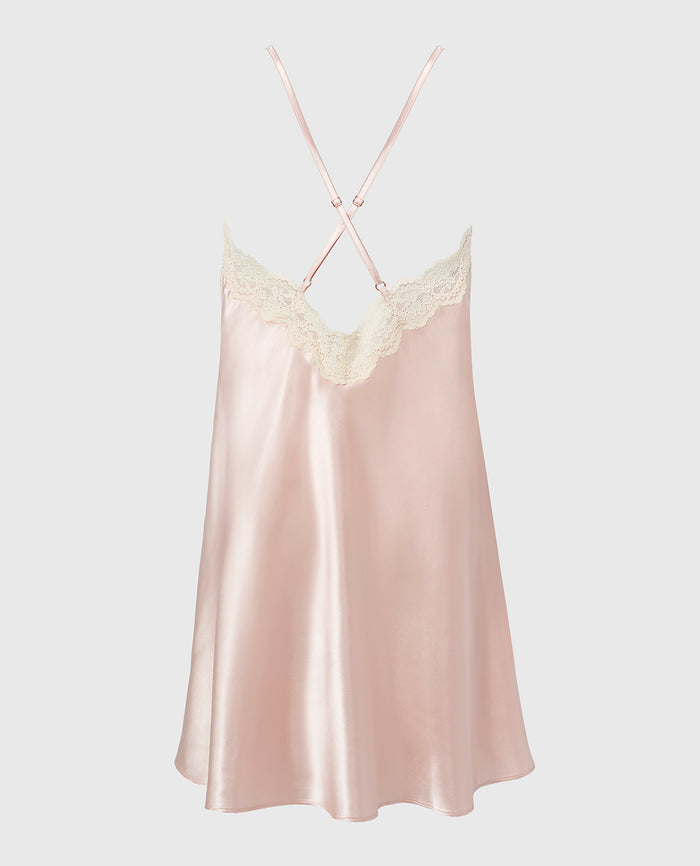 Satin Slip with Timeless Lace Trim in Crystal Pink