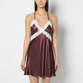 Satin Slip with Timeless Lace Trim in Plum Wine