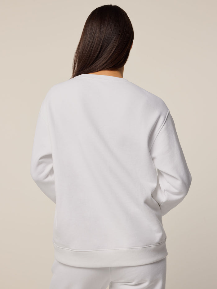 Arctic Cotton Scarlett Aspen Crewneck - Back View, Ribbed Hem Detail | Greyson Clothiers